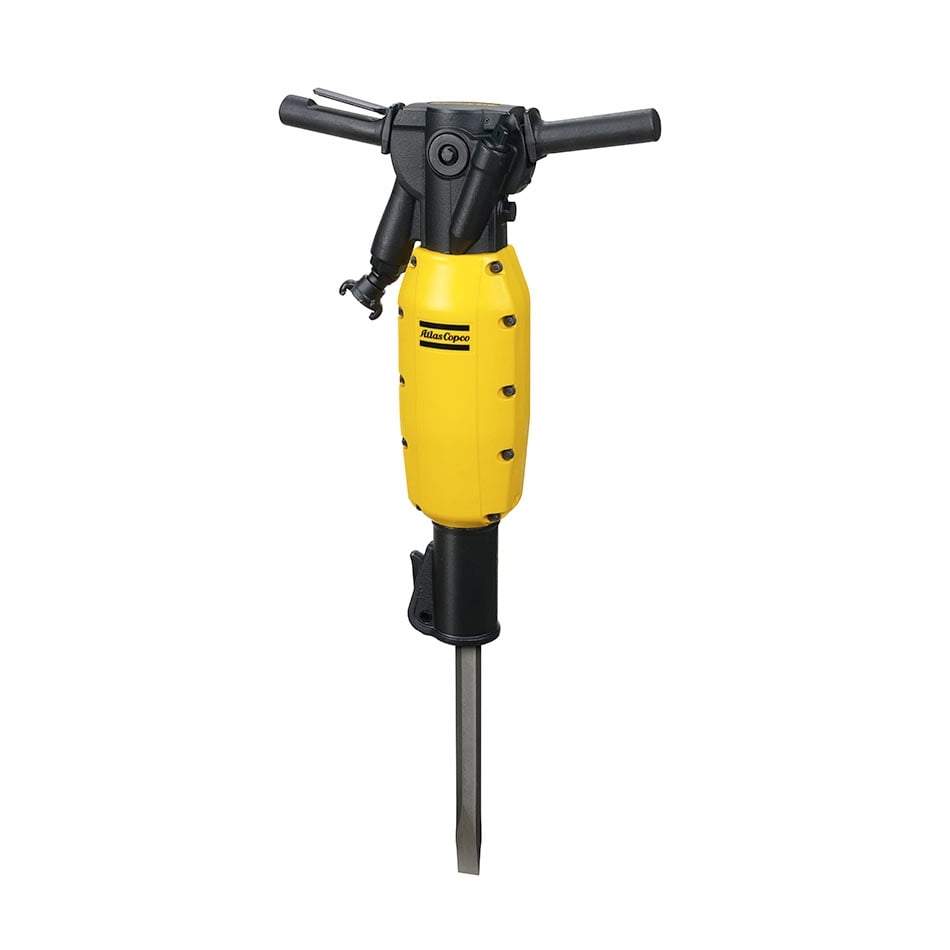Atlas Copco TEX20 pneumatic breaker with a chisel attached