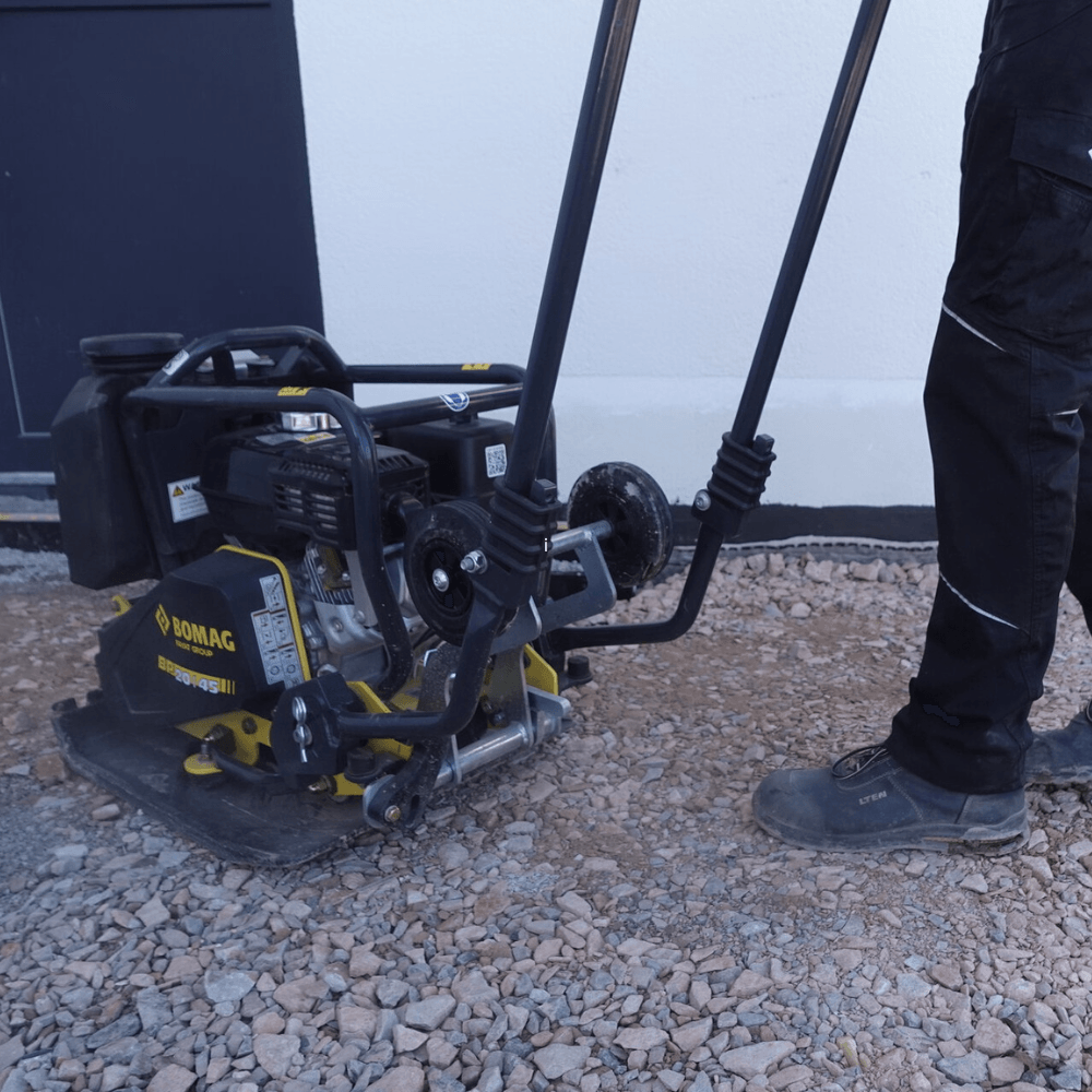 BOMAG BP 20_45 plate compactor up close onsite BOMAG BP 20_45 plate compactor up close onsite