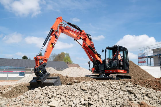 New Kubota KX085-5 excavator pictured working on site