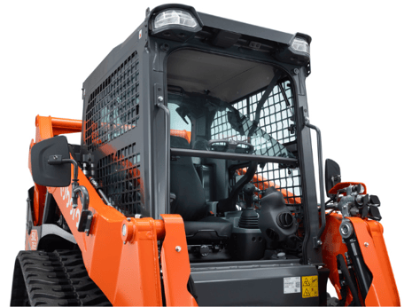 Kubota SVL75-3 no background front right angle close up of cab and opening window