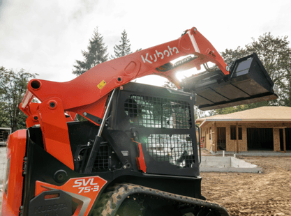 Kubota SVL75-3 on site bucket up close up