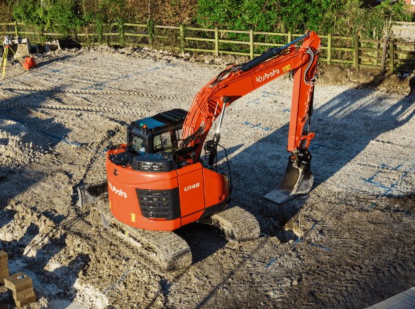 Kubota U145 rear right working on site