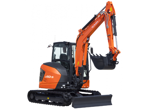 Kubota U50 arm in the air with bucket