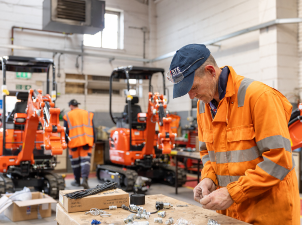 Kubota engineer sorting parts