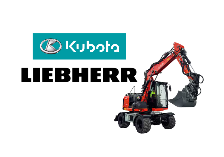 Kubota and Liebherr logos with the new wheeled excavator