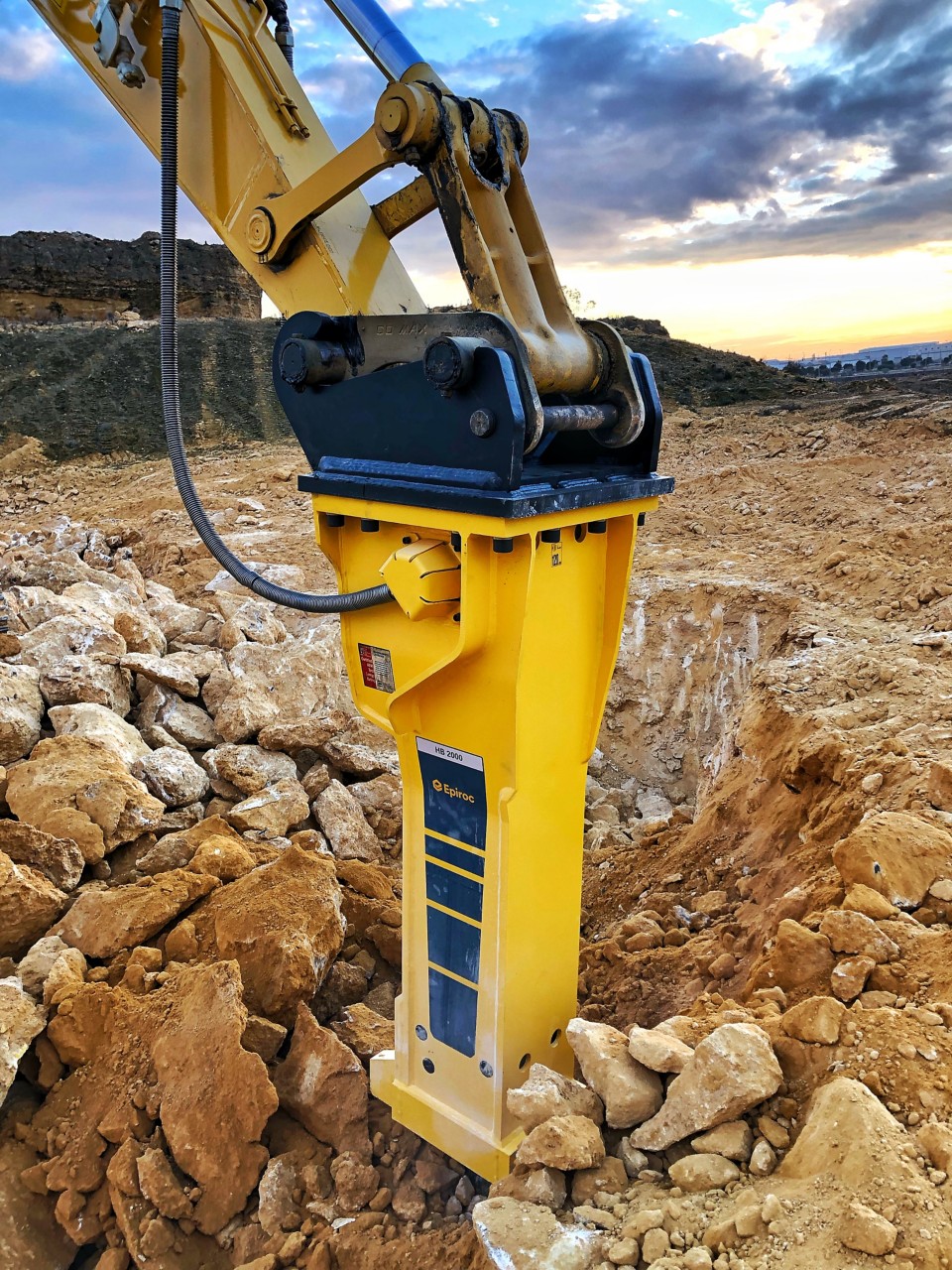Epiroc hydraulic breaker working on site