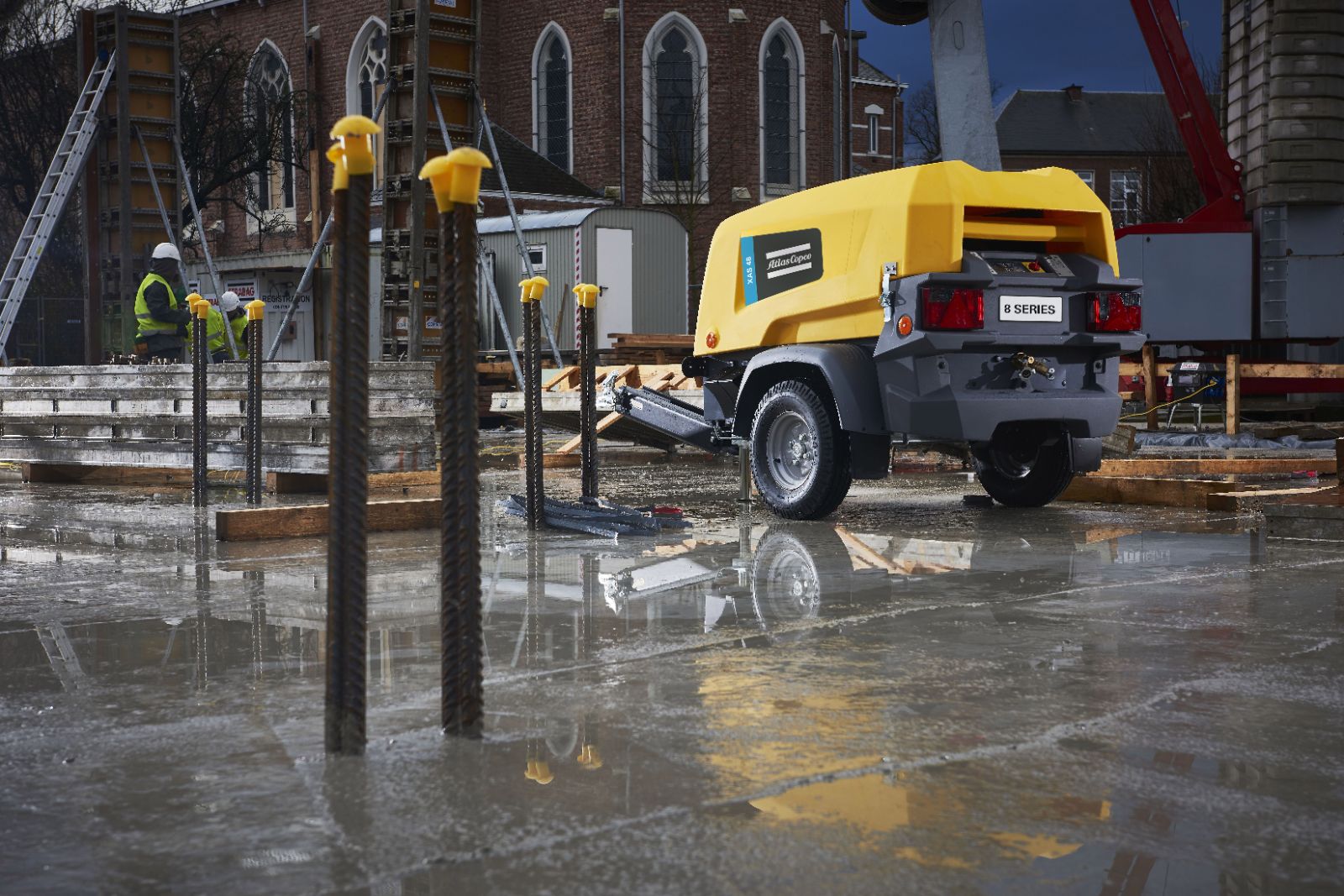 Atlas Copco XAS 48 compressor working on site
